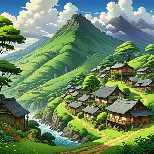 从前,有一个小村庄坐落在壮丽的山脉山麓。这些山麓地区植被丰富,动物繁多,为村民们提供了一个宁静的环境。一天,一位旅行者来到这个村庄,寻求暴风雨中的庇护。村民们热情地欢迎他,并带他欣赏他们山麓的美丽,他发现这里既宁静又令人鼓舞。