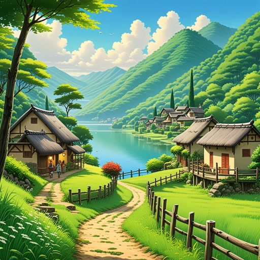 在一个小村庄里,有一条通往宁静湖泊的美丽人行道。每天早上,村民们都会沿着这条人行道散步,享受新鲜的空气和宁静的风景。一天,一个新家庭搬到了村里,他们被这条人行道的美景所震撼。他们决定将其作为日常习惯,每天沿着人行道散步,与大自然亲近。