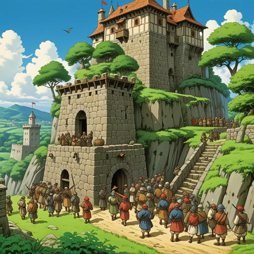 在中世纪,一个小村庄经常受到强盗的威胁。村民们决定建造一个堡垒来保护自己。这个堡垒由坚固的石墙和高塔构成,成为他们团结和力量的象征。每当强盗接近时,村民们就会聚集在堡垒内,免受伤害。堡垒不仅保护了他们,还成为了社区聚会和庆祝的地方。