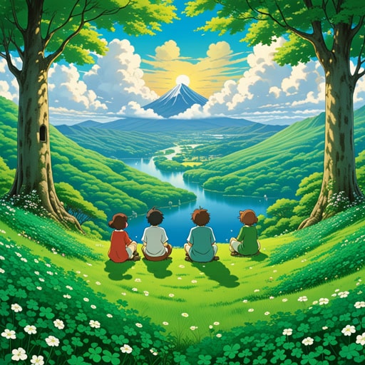 从前,有一个神奇的地方,那里的一切都是以四为单位。有四季,四风,甚至还有带来好运的四叶草。在这个地方,四个朋友决定探索世界的四个角落。每个角落都独一无二,他们一起学到了团结和多样性的重要性。