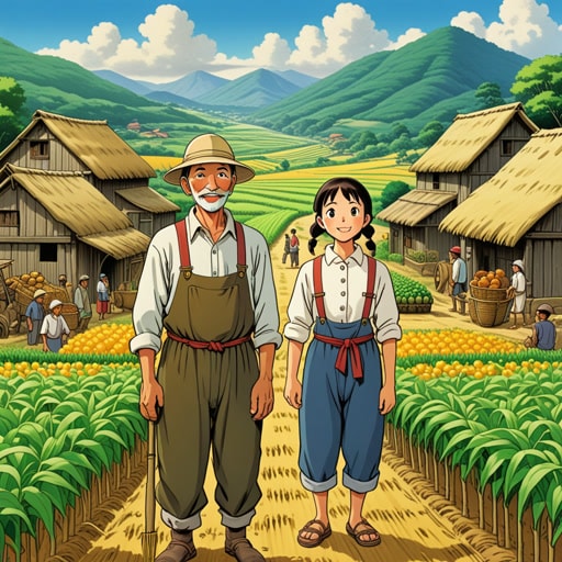 在一个小村庄里,有一个古老的谷仓,农民们在这里储存他们的收获。有一年,一个名叫杰克的年轻农民努力收集最好的庄稼。他的努力为他赢得了村民们的尊重和钦佩。装满他庄稼的旧谷仓,成为了他辛勤工作和成功的象征。