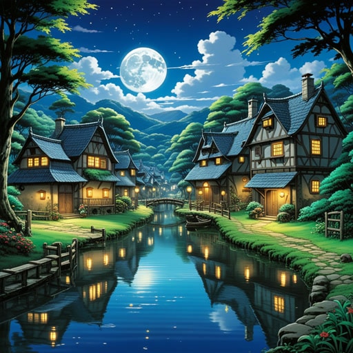 在一个小村庄里,有一个在月光下闪闪发光的池塘。村民们相信这个池塘有魔力。一天晚上,一个名叫杰克的男孩决定去池塘。当他走近时,水面开始更加明亮地闪耀,一个温柔的声音对他低语:‘你纯洁的心让魔法更加强大。’从那天起,杰克被称为让池塘闪耀的男孩。