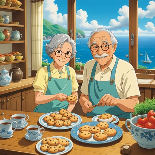 从前,有一个小男孩名叫蒂姆,他非常爱他的祖父母。每年夏天,他都会去海边他们温馨的小屋拜访。他的祖父母,带着温暖的微笑和无尽的故事,让他的日子充满了快乐和学习。一天,他的祖父教他如何钓鱼,他的祖母教他如何烤饼干。与祖父母在一起的这些记忆是他心中最宝贵的财富。