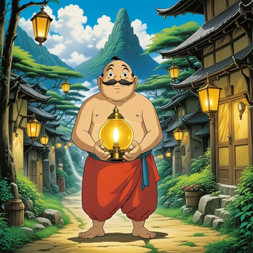 在一个小村庄里,住着一个名叫杰克的人,他以贪婪著称。一天,他发现了一个有精灵的魔法灯,精灵给了他三个愿望。杰克的前两个愿望是财富和权力,这是由他的贪婪驱使的。然而,他的第三个愿望是更多的愿望,揭示了他无法满足的欲望。精灵意识到杰克的贪婪,消失了,留给杰克的只有他未实现的欲望。