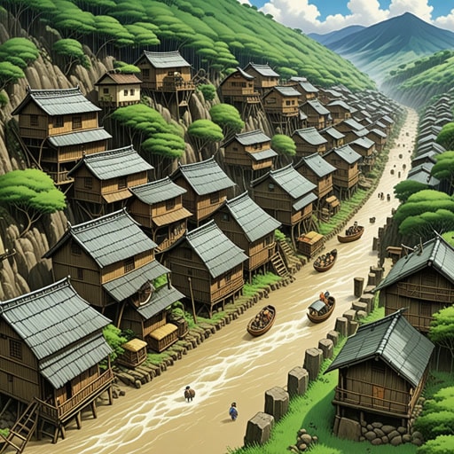 在这个小村庄里,每次下大雨都会形成一条沟。村民们利用这条沟将水从他们的家中引走。有一天,一场特别强烈的暴风雨形成了一条巨大的沟,促使村民们一起加固沟岸,防止洪水泛滥。