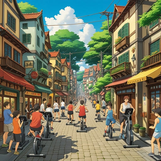 从前,在一个小镇上,有一个很受欢迎的健身房,大家都去那里保持健康。一天,引进了一台新的健身器材,促使每个人都去尝试。健身房变得更加拥挤,每个人都喜欢这个新的挑战。健身房不仅是一个锻炼的地方,也是一个社区,人们因共同的健身兴趣而结缘。