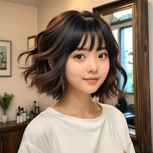 从前,有一个名叫莉莉的女孩非常喜欢她的头发。一天,她决定尝试一个新的发型。她去了理发店,要求造型师给她一个大胆的改变。造型师建议剪发和染发。改变后,莉莉照镜子,对自己的新造型感到非常兴奋。她的头发成了她的新标志性风格。