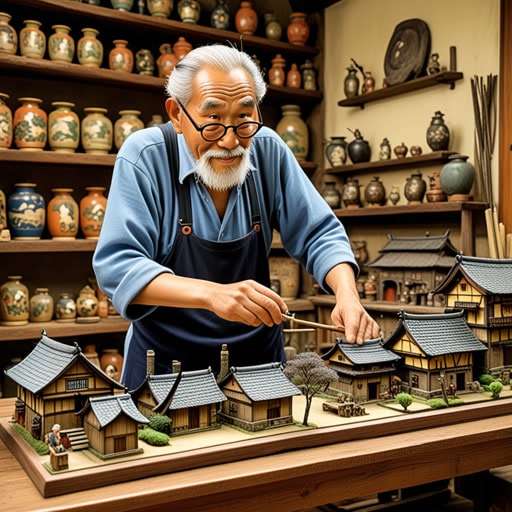 在一个小村庄里,有一位以精美手工艺品闻名的老人。他制作的每一件作品都是独一无二的,制作过程非常用心。一天,一位游客来到这个村庄,被老人的手工艺深深吸引,决定自己也要学习这项技能。老人同意教他,随着时间的推移,这位游客成为了一名熟练的手工艺人,保留了村庄中手工制作的传统。