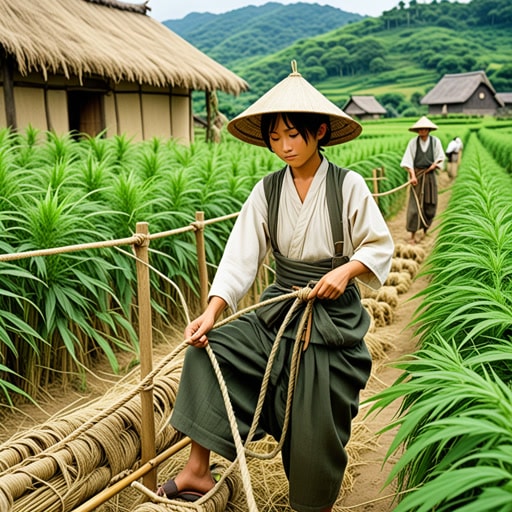 在一个小村庄里,种植大麻是代代相传的传统。村民们用大麻制作各种产品,从绳索到衣物。一天,一个名叫杰克的年轻农民决定通过创造一种新型织物来扩大大麻的用途。他的创新方法不仅给村庄带来了繁荣,也突显了大麻的多功能性。