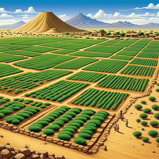 在亚利桑那州的干旱土地上,霍霍坎人居住着,他们以其卓越的灌溉系统而闻名,将沙漠变成了肥沃的田地。他们的名字‘霍霍坎’,意为‘已离去的人’,反映了他们古老的遗产。一天,一位年轻的霍霍坎农民发现了一种新的方法来增强水流,促使他们的农业产量有了显著的提高。这项创新不仅维持了他们的社区,也在土地上留下了持久的影响,提醒后代霍霍坎人的智慧。