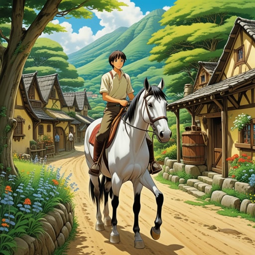 从前,在一个小村庄里,有一个名叫杰克的年轻人,他喜欢骑马。一天,他决定骑马探索广阔的平原。在骑行的过程中,他遇到了各种挑战和冒险,每次都依靠他可靠的马匹带他度过难关。他在马背上的冒险不仅考验了他的勇气,也加深了他与马之间的联系。