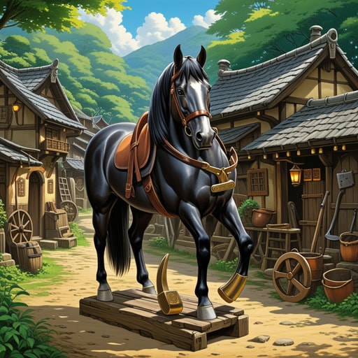 在一个小村庄里,有一位以制作马蹄铁技艺闻名的铁匠。一天,一位旅行者的马丢失了一个马掌。铁匠迅速打造了一个新的马蹄铁,不仅完美贴合,还给旅行者带来了好运。从此以后,旅行者总是随身携带一个幸运的马蹄铁,相信它能给他带来财富。