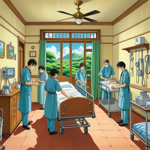 从前,有一个名叫约翰的人病倒了,需要紧急治疗。他被迅速送往医院,那里迅速而专业的医护人员照顾他。多亏了医院先进的设施和技能娴熟的医生,约翰很快就康复了,不久就能回家了。