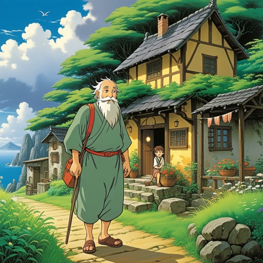 在一个小村庄里,住着一位虚弱的老人约翰。尽管他身体虚弱,但约翰以其智慧和善良而闻名。一个暴风雨的夜晚,一位旅行者迷路了,在约翰简陋的家中寻求庇护。约翰虽然身体虚弱,但还是设法为旅行者提供了温暖和食物。旅行者被约翰的善良深深打动,发誓有一天要回报他。多年后,当约翰的虚弱状况恶化时,这位旅行者,现在已成为一名成功的商人,回到了村庄,为约翰建造了一所舒适的房子,确保他余下的岁月能在舒适和尊严中度过。