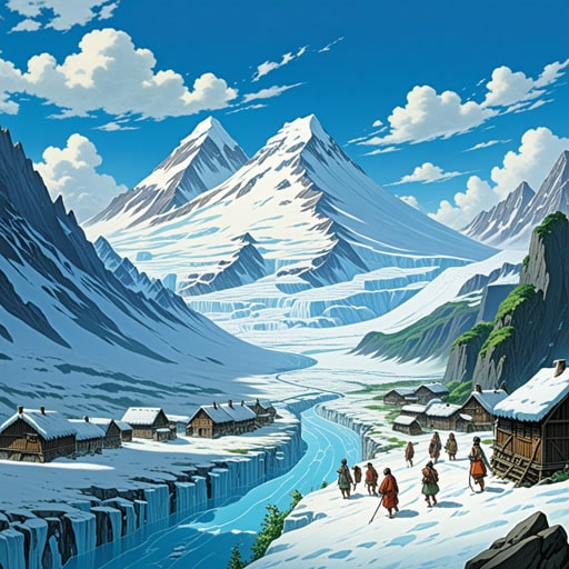 在地球漫长的历史中,有一个间冰期,那时冰川退缩,生命繁盛。在这段时间里,一个小部落生活在融化的冰川附近。温暖的气候促使他们探索新的领土并改变他们的生活方式。他们发现了肥沃的土地和丰富的资源,这为部落带来了繁荣的时代。这个间冰期不仅改变了地貌,也改变了部落的命运。
