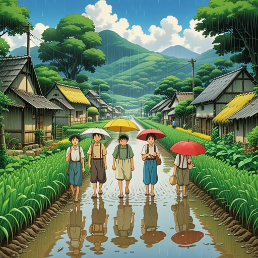 在一个小村庄里,居民的幸福与降雨量成反比。当雨水很多时,村民们因为庄稼被淹而感到悲伤。但当雨水减少时,他们因为庄稼长得好而感到高兴。一天,一位智者来到这里,教会他们如何管理水资源,这样无论雨量多少,他们都能保持幸福。