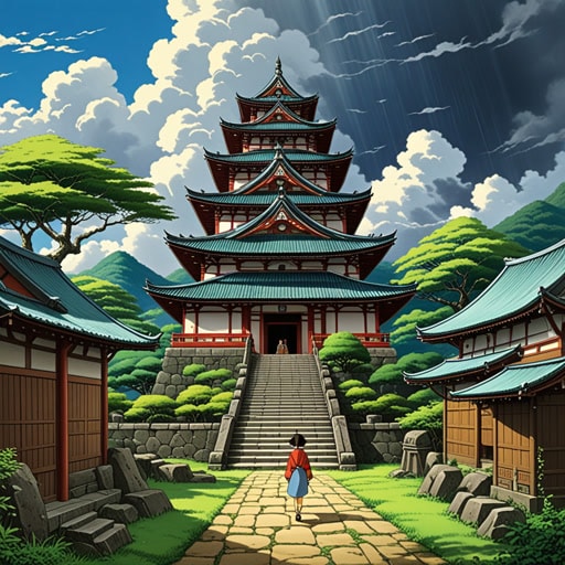 在一个小村庄里,有一座古老的寺庙,被认为是不可侵犯的。据说,任何敢于侵犯其神圣性的人都将面临可怕的后果。一天,一个好奇的旅行者,不知道寺庙的地位,为了躲避暴风雨而进入其中。他一踏入寺庙,天空就放晴了,村民们看到他,感到非常震惊。他们解释了寺庙的不可侵犯性,旅行者意识到自己的错误,并发誓再也不尊重神圣的地方。