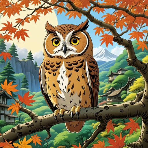 在一个小村庄里,有一只聪明的老猫头鹰。一天,猫头鹰注意到它的树正在掉叶子。这促使猫头鹰思考生命的循环。随着季节的变化,树重新恢复了它的美丽,猫头鹰学到了耐心和更新的教训。