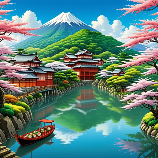 从前,一位旅行者决定访问日本。他对这个国家丰富的文化和美丽的风景感到着迷。在他的旅程中,他体验了著名的樱花季节,品尝了美味的寿司,并了解了传统的茶道。他在日本的冒险充满了难忘的回忆。