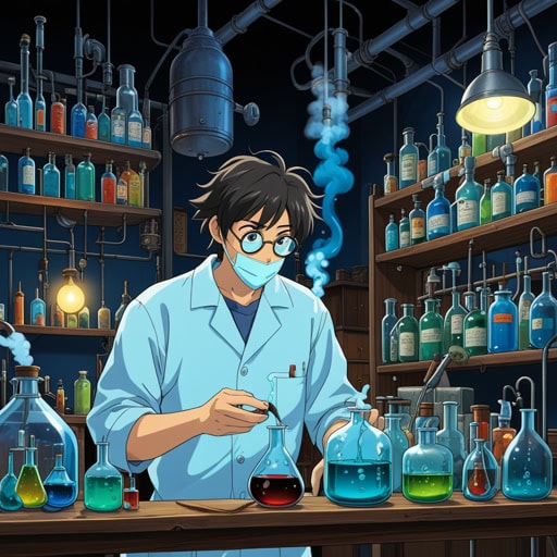 在一个小镇上,有一个神秘的实验室,科学家们日夜工作。一天,一个好奇的男孩杰克悄悄溜进了实验室。他看到了各种奇怪的仪器和彩色的化学品。突然,一个即时的实验吸引了他的注意。科学家向试管中滴入一滴蓝色液体,它立刻变成了一团烟雾。杰克着迷了,决定将来也要成为一名科学家。