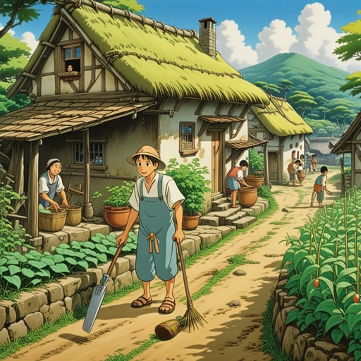 在一个小村庄里,住着一个以勤劳工作著称的老者。每天,他都会在黎明前起床,开始他费力的工作,无论是照料庄稼还是修缮他的老房子。他的辛勤和奉献激励了村民们,他们经常称他为‘勤劳的老者’。一天,一个年轻人问他为什么这么努力工作,老者回答说:‘勤劳是成功的基础。’