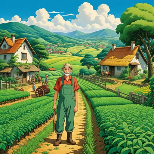 在一个小村庄里,住着一位富有的地主,名叫史密斯先生。他广阔的土地让许多人羡慕。一天,一位年轻的农夫找到史密斯先生,希望能租一些土地。史密斯先生被这位农夫的执着所打动,便同意了。农夫的庄稼长势喜人。地主的这一善举不仅帮助了农夫,也让整个村庄更加繁荣。