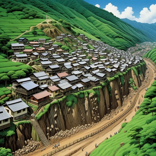 在一个小村庄里,有一座稳定了几个世纪的山。一天,在连续的大雨之后,发生了一次巨大的山崩,引起了村民们的恐慌。山崩不仅阻塞了主要道路,还埋没了几个房屋。幸运的是,由于及时的疏散,没有人员伤亡。这一事件促使村庄重新评估其安全措施,确保未来对这类灾害的保护。