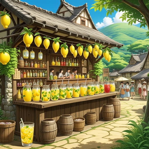 从前,在一个小村庄里,有一个著名的柠檬水摊。每年夏天,村民们都会聚集在摊位周围,享受清爽的柠檬水。一天,一个旅行者来到村子,尝了尝柠檬水。他非常印象深刻,决定传播这个美味饮料的消息。不久,来自四面八方的人们都来尝试这种柠檬水,这个村庄因此以其特色柠檬水而闻名。