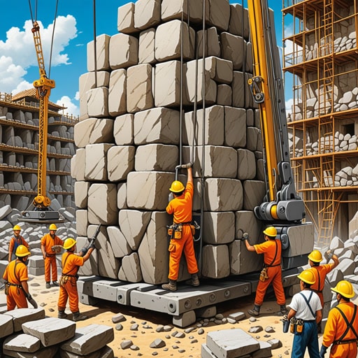 在一个繁忙的建筑工地上,工人们面临着一个艰巨的任务:提升巨大的石块。解决方案是一种被称为lewis的装置,它牢固地抓住石块,使得提升变得轻松。这个迅速而高效的工具不仅节省了时间,还确保了安全,使得建筑过程更加顺畅和快速。