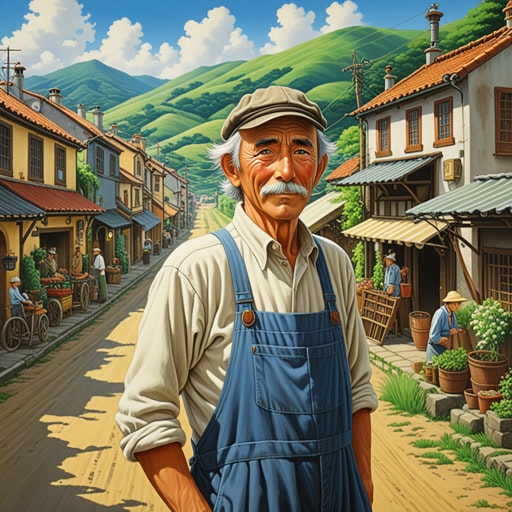 在一个小镇上,有一位以画逼真画作而闻名的艺术家。一天,他画了一幅当地农民的肖像,这幅画如此逼真,以至于路过的人常常停下来挥手,以为农民真的站在那里。这不仅让艺术家声名鹊起,也让农民成为了当地的明星。