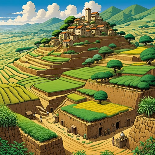 在古代,黄土高原是一片广阔的肥沃土地,非常适合农业。那里的人们用黄土建造家园,形成了独特的景观。一天,一场严重的干旱威胁到了庄稼,但坚韧的黄土土壤保留了足够的水分来维持植物的生长,确保了社区的生存。