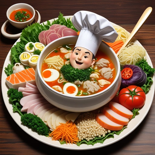从前,一位厨师在他的汤里发现了一块。他决定将所有原料混在一起创造一道新菜。结果出乎意料地成功,这道块状菜肴成了他餐厅的热门菜品。