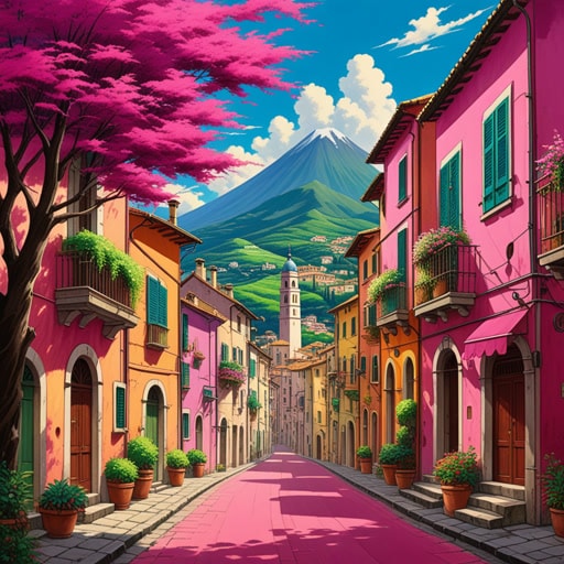 在一个小镇上,有一位名叫亚历克斯的画家,他喜欢尝试各种颜色。一天,他发现了一种独特的紫红色,他以意大利的马真塔镇命名这种颜色为'magenta'。这种新颜色很快就流行起来,并被用在许多他的艺术作品中,为他的画作带来了活力和生命。