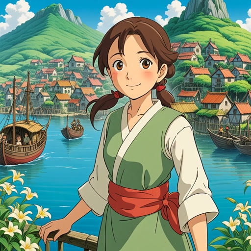 在一个小村庄里,住着一个美丽的少女名叫莉莉。她的处女航是乘船去一个遥远的地方。村民们对她的勇气感到兴奋和自豪。当船航行时,莉莉遇到了许多冒险,这些经历使她成长为一个坚强和智慧的女性。