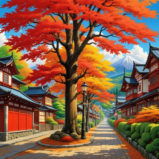 在一个小镇上,有一棵美丽的枫树,它高大而自豪地矗立着。每年秋天,这棵树都会变成鲜艳的红色,吸引着远近的游客。有一年,一位年轻的艺术家被枫树的美丽深深吸引,决定为它作画。他的画作变得有名,枫树成为了小镇艺术精神的象征。