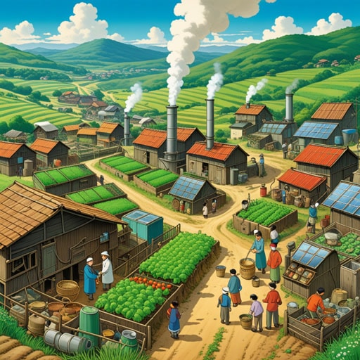 在一个小村庄里,有一个大型垃圾填埋场,产生甲烷气体。村民们利用这种甲烷作为烹饪和取暖的能源。一天,一位科学家访问了这个村庄,并解释了甲烷是一种强大的温室气体。这促使村民们寻找减少甲烷排放的方法,从而带来了一个更清洁、更健康的环境。