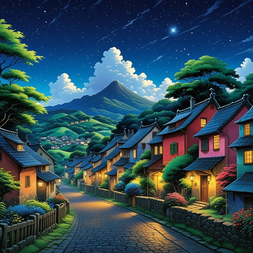 在一个小村庄里,有一位画家,他喜欢捕捉夜空的美。一天晚上,他决定画银河。当他混合颜色时,他想象着星星的乳状液体融合成一种美丽的乳白色。他的画因其准确描绘了银河的壮丽而闻名。