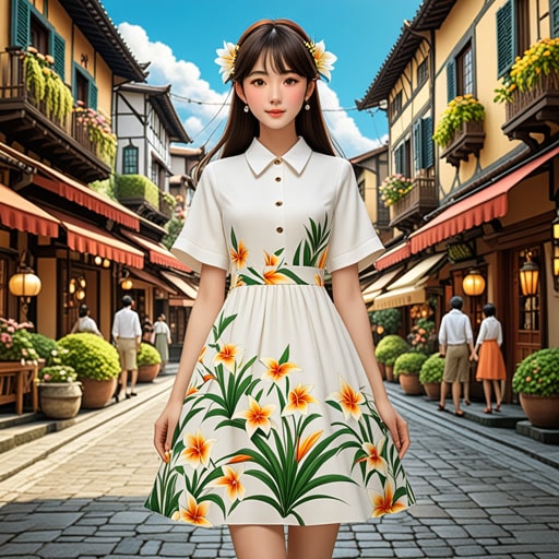 在一个小镇上,有一位时装设计师名叫莉莉。莉莉喜欢探索不同的服装风格来表达她的创造力。一天,她决定创造一种新的着装方式,将传统元素与现代设计相结合。这种新的风格很快就流行起来,莉莉的设计在镇上受到了赞誉。