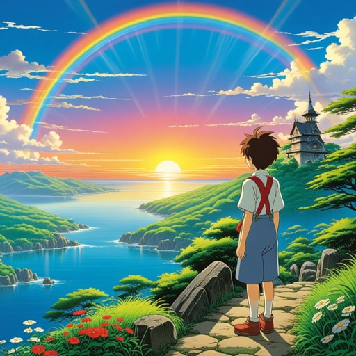 从前,有一个小男孩叫蒂姆。每天早晨,蒂姆都会早早醒来观看日出。在一个特别的早晨,他在天空中看到了一道彩虹,这让他的日子更加明亮。从那个早晨开始,蒂姆总是期待着每一个早晨,珍惜每一个新日子的美丽。