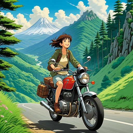 从前,有一个热爱骑摩托车的年轻冒险家名叫杰克。一天,他决定进行一次长途旅行穿越国家。他的摩托车,名为'自由',是他信任的伙伴。当他骑过森林和山脉时,他感受到了风拂过头发的快感和速度的刺激。他的摩托车不仅带他去了美丽的地方,还帮助他发现了自己新的一面。