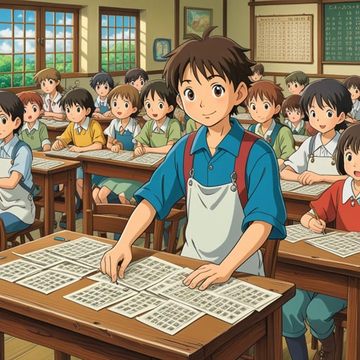 在数学课上,老师向学生们介绍了乘法。她使用乘法表来解释数字是如何相乘的。学生们对数字相乘后迅速增长的现象感到着迷。一个名叫杰克的学生特别感兴趣,并开始每天练习乘法。他的努力得到了回报,当他赢得了学校的数学竞赛时,这一切都归功于他掌握了乘法。