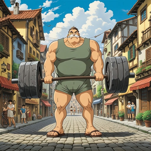 在一个小镇上,有一个名叫杰克的男子,他以其肌肉发达的体格而闻名。一天,在当地的一场比赛中,杰克被要求举起一块重石。他以强有力的动作,不仅举起了石头,还打破了镇上的记录,赢得了大家的钦佩。