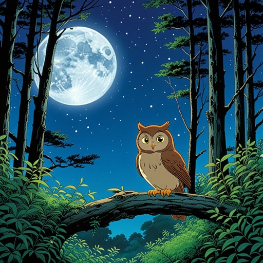 从前,有一只小猫头鹰名叫奥利弗。奥利弗喜欢夜晚,因为那是他感到最清醒和活跃的时候。每个晚上,他都会在森林里飞来飞去,探索和寻找食物。在一个特别的夜晚,月亮异常明亮,奥利弗在树林中发现了一个隐藏的宝藏。从那个夜晚开始,奥利弗知道夜晚不仅仅是黑暗的时刻,也是发现和冒险的时刻。