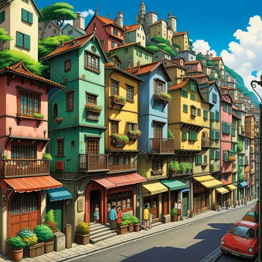 在一个充满色彩和独特建筑的城市中,有一座因其缺乏特色而显得突出的平凡建筑。它太普通了,以至于人们常常忘记它的存在。一天,一位神秘的艺术家决定将这座平凡的建筑变成一件杰作,使其成为镇上的话题。