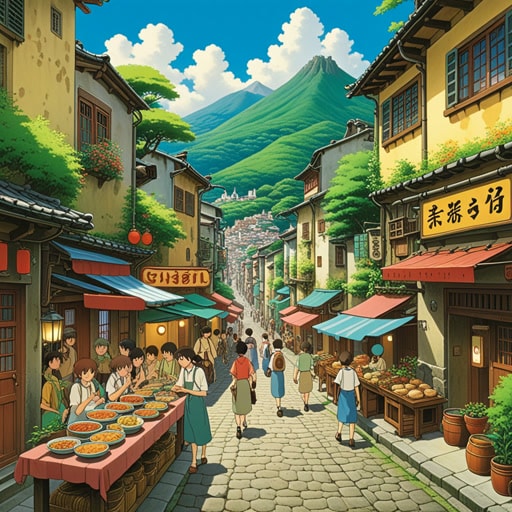 从前,有一个小镇,中午时分一切活动都会停止。人们会聚集在中心广场,分享故事和餐食。一天,一个旅行者恰好在中午到达,他对小镇的团结与和平感到惊讶。他决定留下来享受中午的传统,这使他更接近社区。