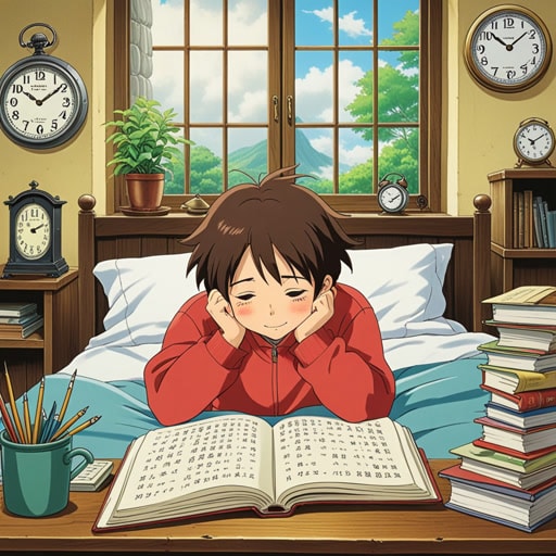 从前,有一个勤奋的学生名叫亚历克斯,他总是早起学习。有一天,因为闹钟故障,亚历克斯睡过头了,错过了重要的考试。意识到时间管理的重要性后,亚历克斯买了一个新闹钟,再也没有睡过头。