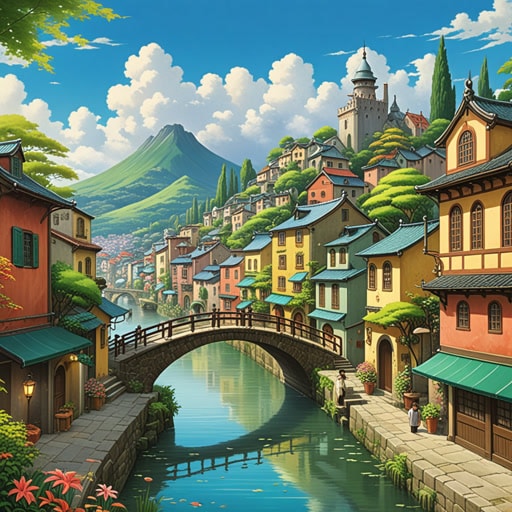 在一个小镇上,住着一位才华横溢的画家名叫莉莉。一天,她决定画一幅美丽的风景画,捕捉小镇的精髓。在她绘画的过程中,颜色神奇地融合在一起,这幅画成为了一幅杰作。来自四面八方的人们都来欣赏莉莉的画作,这幅画不仅美化了小镇,也给所有看到它的人带来了快乐。