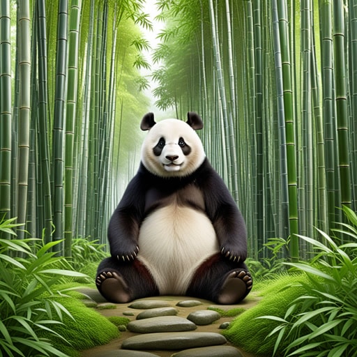 在一个茂密的竹林中,住着一只温和的巨兽,名叫胖迪。胖迪是一只熊猫,以其黑白相间的毛皮和对竹子的热爱而闻名。一天,一群游客来看胖迪,他成为了和平与保护的象征。胖迪的存在提醒着每个人保护野生动物的重要性。