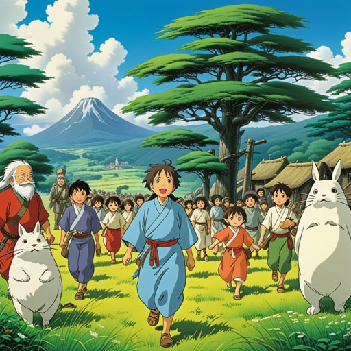 在一个遥远的国度,有一个经历了多年战争的王国。人民渴望和平时期。有一天,一位智慧的领袖出现,并与敌人谈判达成和平条约。王国的人民欢欣鼓舞,因为他们进入了期待已久的和平时期,孩子们自由地玩耍,田野里满是庄稼。和平时期给每个人带来了繁荣和幸福。