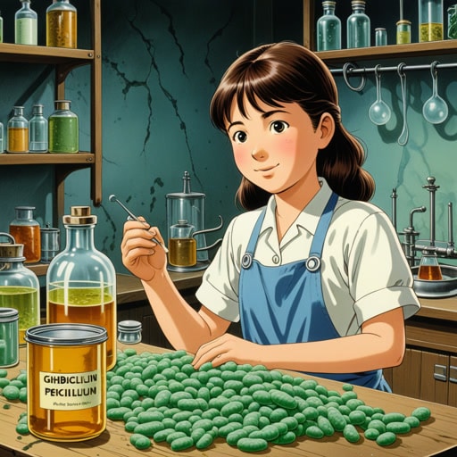 20世纪初,一位名叫亚历山大·弗莱明的科学家注意到一种名为青霉菌的霉菌正在杀死他的培养皿中的细菌。这导致了青霉素这一强大抗生素的发现,拯救了无数生命。一天,一个患有严重细菌感染的小女孩接受了青霉素治疗,她完全康复了。她的故事传开了,突出了这种神奇药物的重要性。